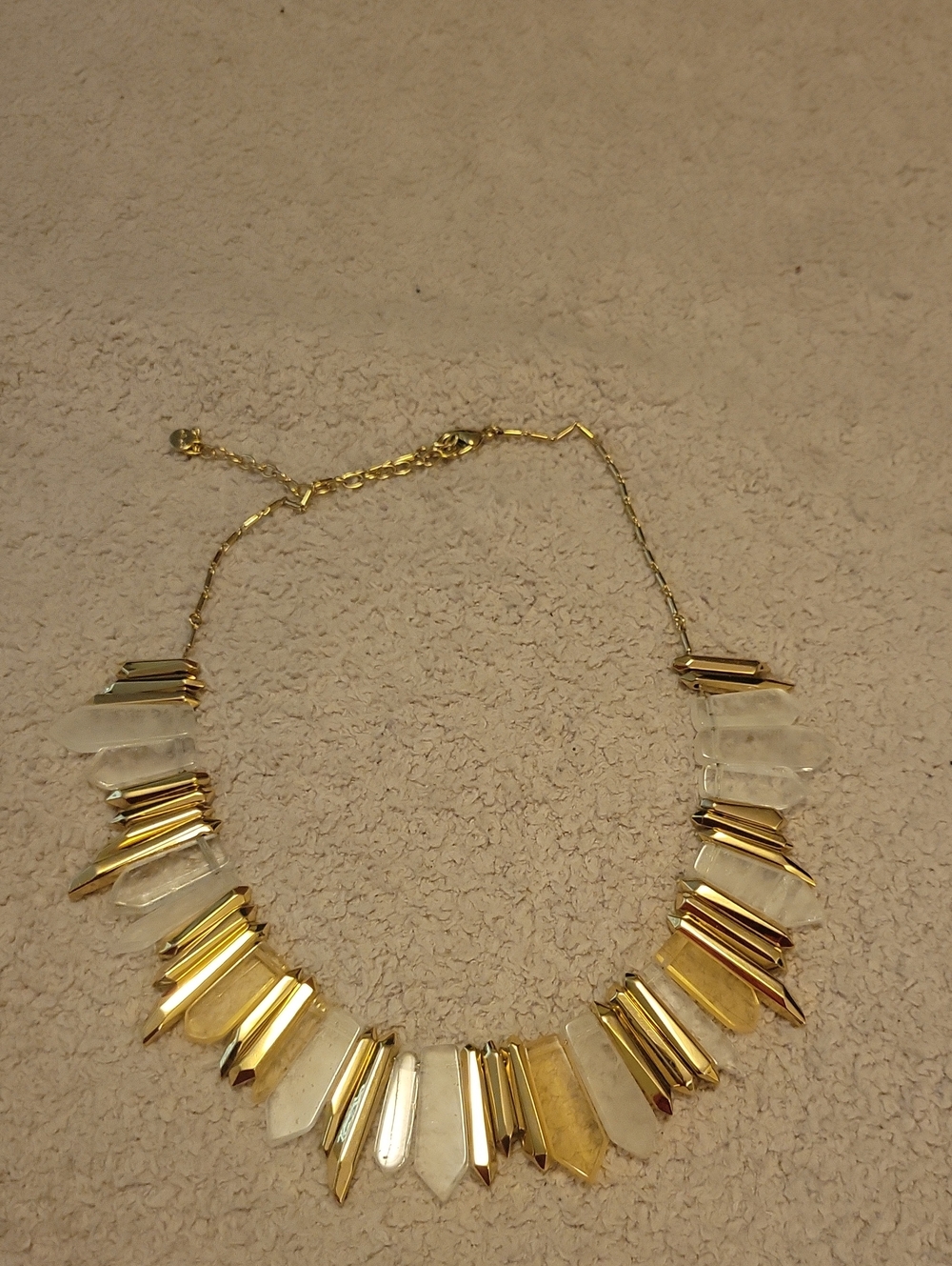 Stella & Dot Gold and Clear Crystal Spike Necklace